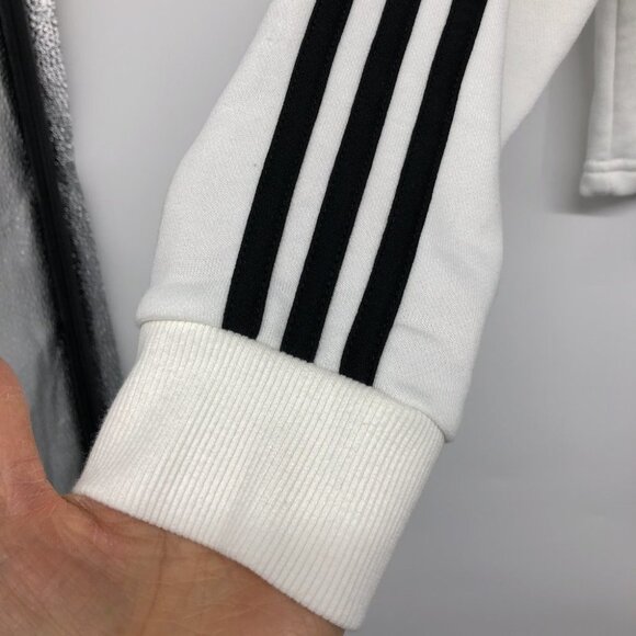 adidas White Essentials 3-stripes French Terry Crop Hoodie size S - Picture 9 of 16
